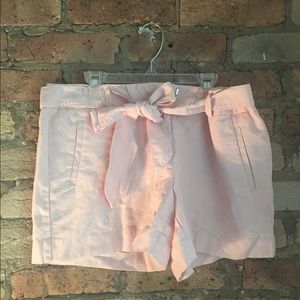 Blush pink LOFT tie-front shorts
